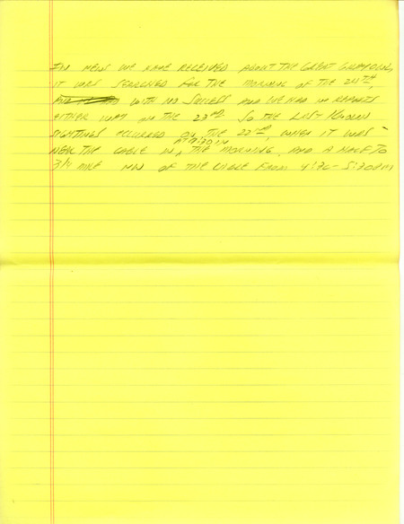 Iowa RBA update for February 19, 1996. Highlights of the update include sightings of a Great Gray Owl, Snowy Owl, White-winged Crossbill, and Hoary Redpolls. Also included are handwritten notes for the next week's update with sightings of a Peregrine Falcon and a Snow Goose.