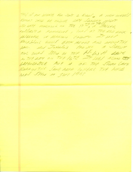 Iowa RBA update for November 11, 1996. Highlights of the update include sightings of Long-tailed Ducks, a White-winged Scoter, and Western Grebes. Other interesting observations were of a Brown Pelican, a Black Scoter, a Prairie Falcon, and a Pacific Loon. Also included are handwritten notes for the next week's update with sightings of a Pomarine Jaeger, Snowy Owls, and Lapland Longspurs.
