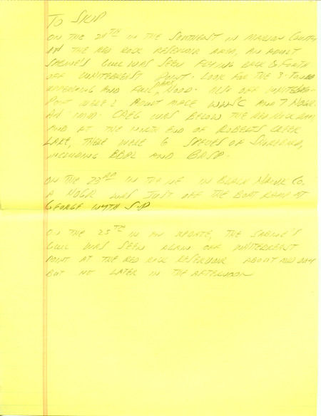 Iowa RBA updates for October 14 and October 21, 1996. Highlights of the two updates include sightings of a female Surf Scoter, Western Grebes, White-winged Scoters, a Prairie Falcon, and a Red Phalarope. Also included are handwritten notes for the next two updates with sightings of a Sabine's Gull, Horned Grebes, American Avocets, and a Black-bellied Plover.