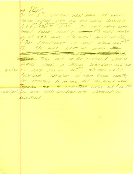 Iowa RBA update for February 3, 1997. Highlights of the update include the continued presence of an immature Pinyon Jay as well as sightings of Prairie Falcons, an immature Snowy Owl, four Long-eared Owls, and Long-tailed Ducks. Also included are handwritten notes for the next week's update with sightings of Great Gray Owls and Snowy Owls.