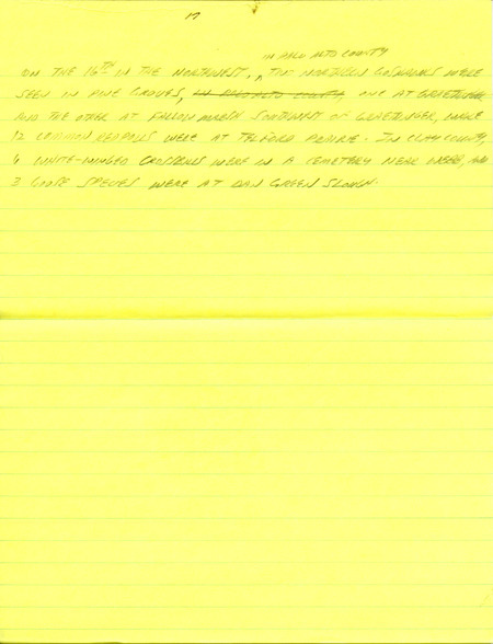 Email for the Iowa RBA for February 16, 1998. Highlights include waterfowl, Gulls, Redpolls, Prairie Falcon and Varied Thrush. Includes hand written notes in preparation for next week's update.