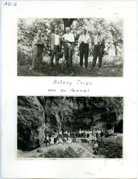 Black and white photographs showing botany trips with Dr. Pammel.