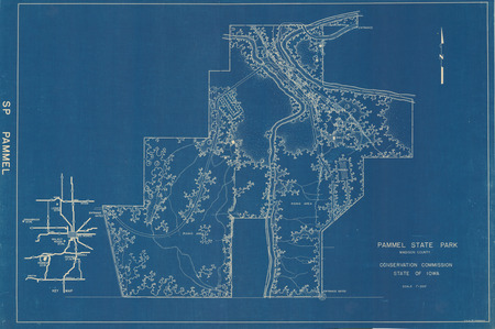 A blueprint of Pammel State Park, located in Madison County Iowa.