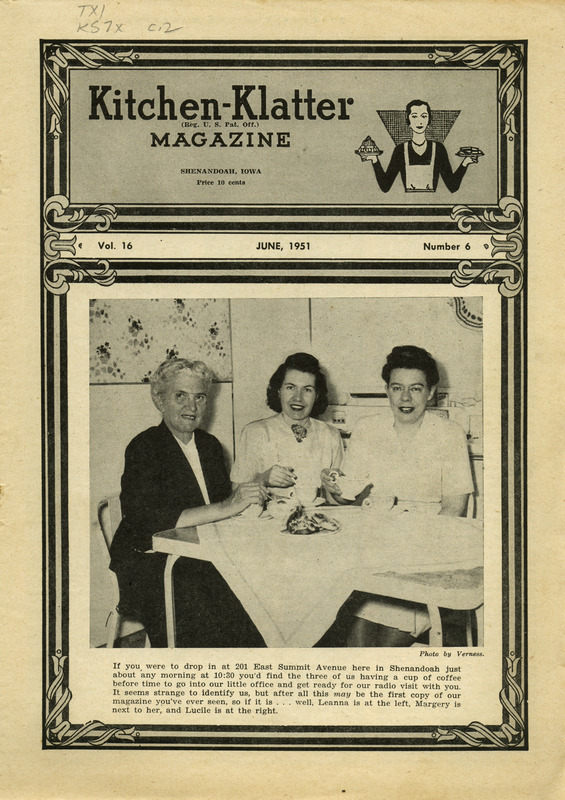 Kitchen-Klatter began as a half-hour radio show with Leanna Driftmier sharing household tips, recipes, and childrearing advice among other topics. The radio show aired from 1926 to 1986, making it the longest-running homemaker program in the history of radio. Kitchen-Klatter magazine was issued monthly from 1936 to 1986 and at one point had a circulation of 150,000.