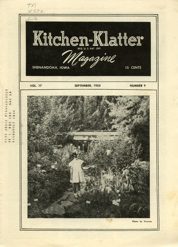 Kitchen-Klatter began as a half-hour radio show with Leanna Driftmier sharing household tips, recipes, and childrearing advice among other topics. The radio show aired from 1926 to 1986, making it the longest-running homemaker program in the history of radio. Kitchen-Klatter magazine was issued monthly from 1936 to 1986 and at one point had a circulation of 150,000. (Issues for 1952 are v. 17, and issues for 1954 are v. 18. Issues for 1953 are being called v. 17/18 since they are marked as v. 18, n. 01; v. 17, n. 02; v. 18, n. 3; v. 17, n. 04-12.)
