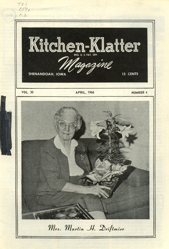 Kitchen-Klatter began as a half-hour radio show with Leanna Driftmier sharing household tips, recipes, and childrearing advice among other topics. The radio show aired from 1926 to 1986, making it the longest-running homemaker program in the history of radio. Kitchen-Klatter magazine was issued monthly from 1936 to 1986 and at one point had a circulation of 150,000.
