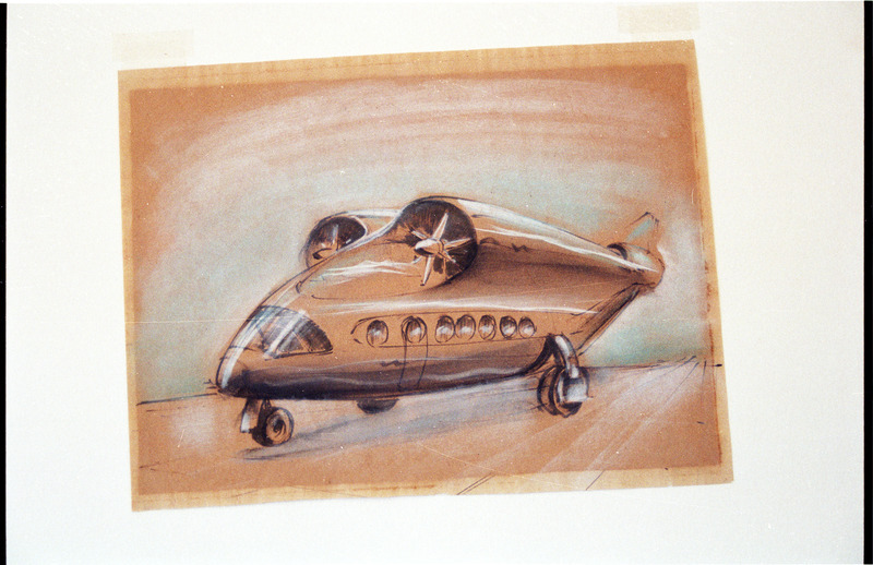 Aircraft (with integrated propellers on top) conceptual drawing.