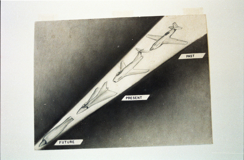 Aircraft, past, present, and future conceptual drawing.
