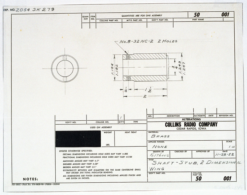 Assembly drawing for Shaft-Stub 2 Dimensional Wing.