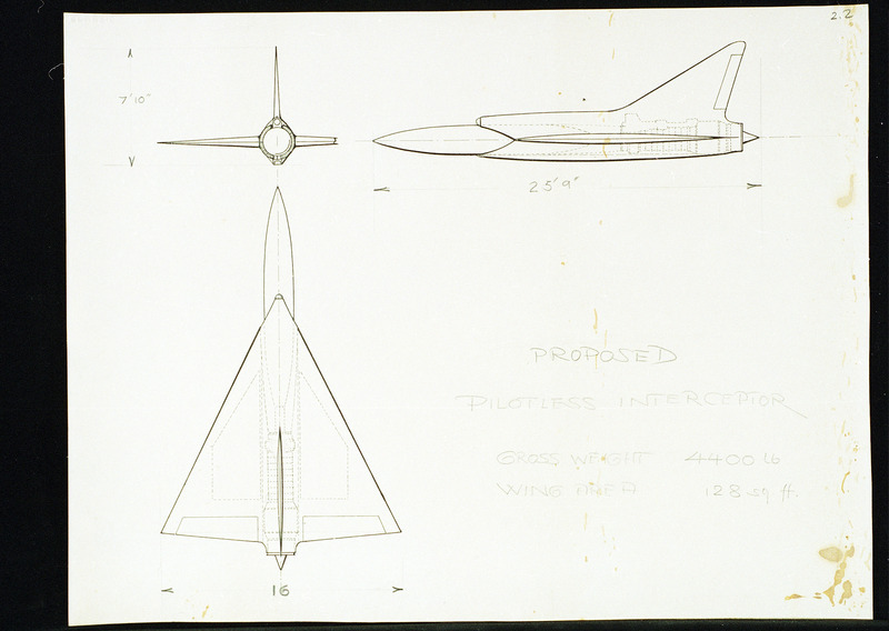 Technical drawing of the proposed pilotless interceptor.