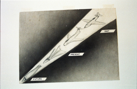 Aircraft, past, present, and future conceptual drawing.
