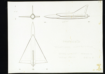 Technical drawing of the proposed pilotless interceptor.