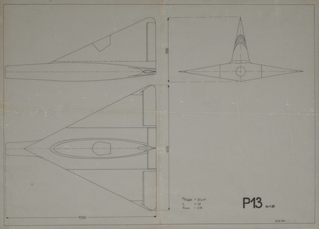 Blueprint drawing of the P13 aircraft.
