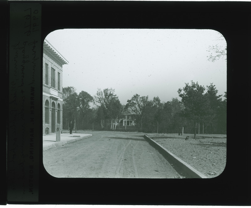 Public school, playground and running track in the foreground, Gwinn, Michigan.