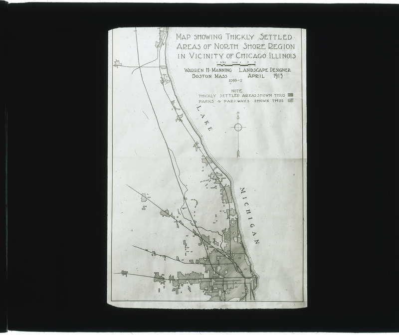 Map of thickly settled areas of the North Shore region, Chicago, Illinois.