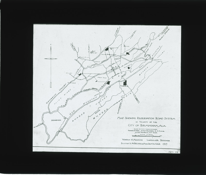Map showing Reservation Road System, vicinity of Birmingham, Alabama, Sept. 1915.