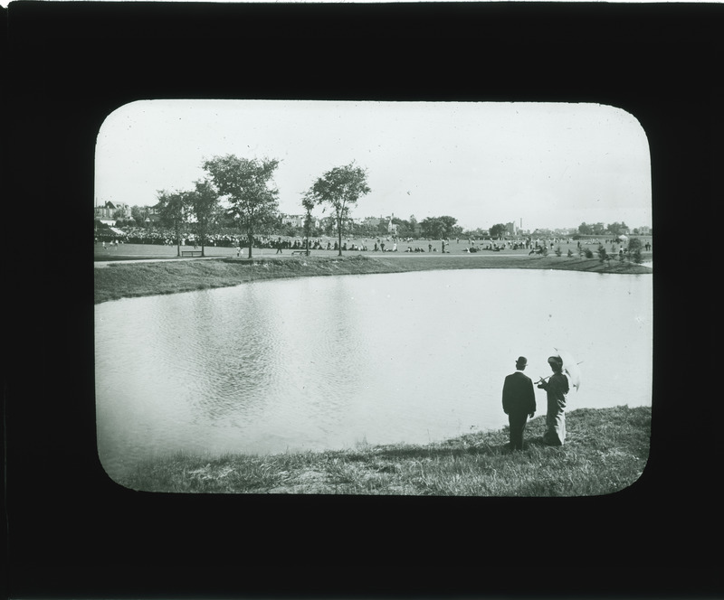 Pond in a park.