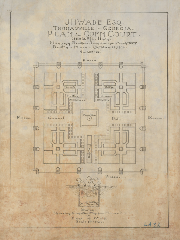 Item from a series that includes aerial perspectives, drawings, floor plans, maps, planting plans, site plans, sketches, and surveys. The locations are in the East and Midwest and include Milwaukee parks (Wisconsin), the University of Minnesota, Rock City Amusement Park (New York), Cleveland Museum of Art, the Mackinac Island State Park commission (Michigan), Oak Hill Cemetery (Youngstown, Ohio), Asheville University (North Carolina), and Western Reserve Academy (Ohio). The project numbers are indicated with the title of each object.  Cco: Ink on tracing cloth; 15 x 20 inches