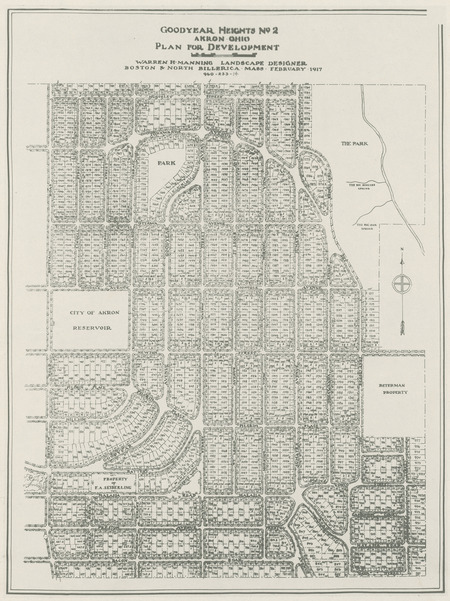 Street map of Goodyear Heights, no. 2, Akron, Ohio plan for development, February 1917. Photocopy. Dimensions: 13 x 18 in..   Project number: 960