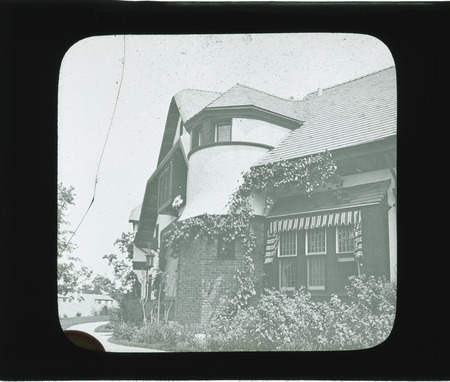 Near side view of lodge of J. Hobart Moore [Neg. C. E. Preston].