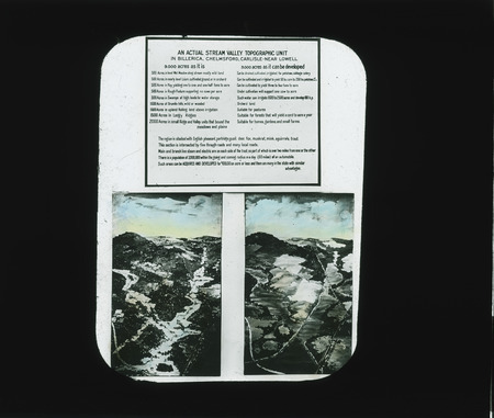 Legend and painting of an actual stream valley topographic unit in Billerica for an exhibit at the Panama Pacific Exposition 1915, Massachusetts.