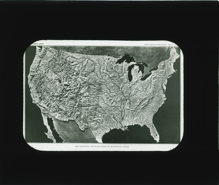 Map showing drainage basin of the Mississippi River, Panama Pacific Exposition 1915, Massachusetts.