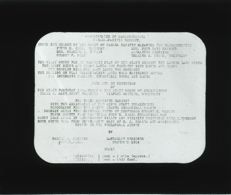 Title on cast, Panama Pacific Exposition 1915, Massachusetts.