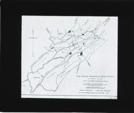 Map showing Reservation Road System, vicinity of Birmingham, Alabama, Sept. 1915.