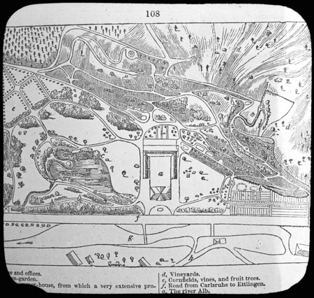 Park and gardens at Carlsruhe (Karlsruhe), Baden-Wurttemberg, Germany.