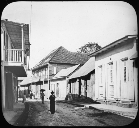 A pointed tiled roof that is characteristic of the town of Aguadilla, Puerto Rico [League for Social Service, New York, no. 9-14].