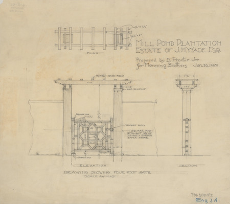 Item from a series that includes aerial perspectives, drawings, floor plans, maps, planting plans, site plans, sketches, and surveys. The locations are in the East and Midwest and include Milwaukee parks (Wisconsin), the University of Minnesota, Rock City Amusement Park (New York), Cleveland Museum of Art, the Mackinac Island State Park commission (Michigan), Oak Hill Cemetery (Youngstown, Ohio), Asheville University (North Carolina), and Western Reserve Academy (Ohio). The project numbers are indicated with the title of each object.  Cco: Pencil on tracing paper; 15.5 x 17 inches