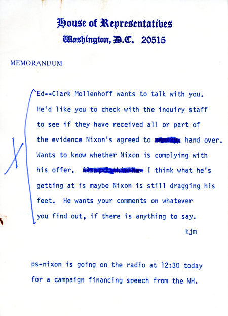 Status report from the impeachment inquiry staff listing ongoing investigations and summarizing what actions have been taken.