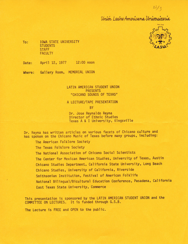 Presentation by Dr. Jose Reynaldo Reyna from Texas A&M University-Kingsville.