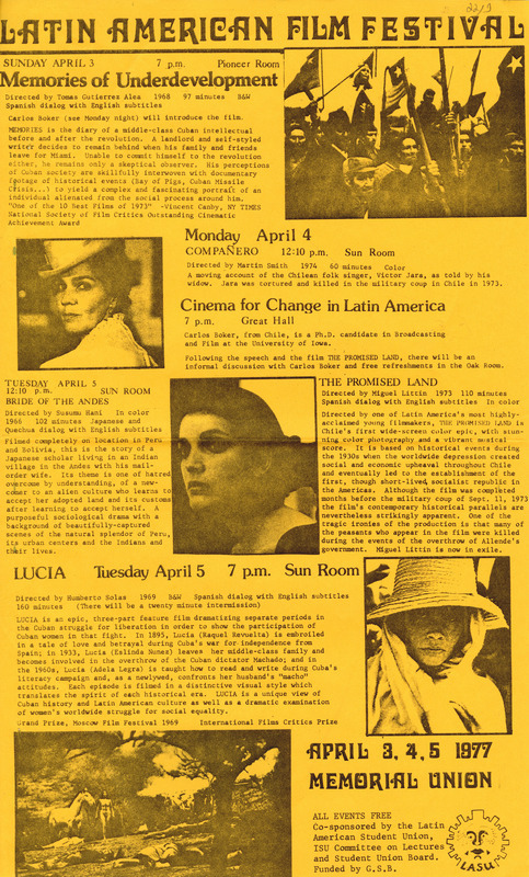 Flyer announcing the films, descriptions of them, and the dates they will be shown.