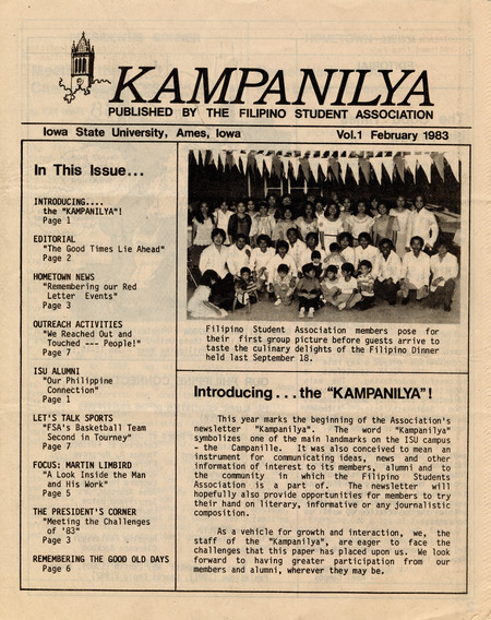 Newsletter for the Filipino Student Association, Volume 1.