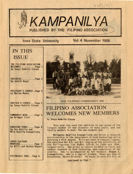 Newsletter for the Filipino Student Association, Volume 4.