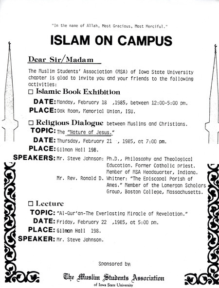 Flyer announcing events on campus.