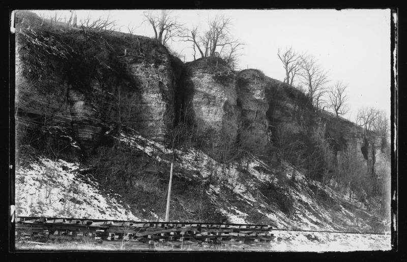 Railroad tracks at cliffs near DeWitt, Iowa.
