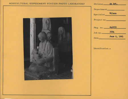 Photograph of the plaster model of the "Fountain of the Four Seasons." In the background, "Head of Christ" and the reclining girl from "Conversations" are visible.