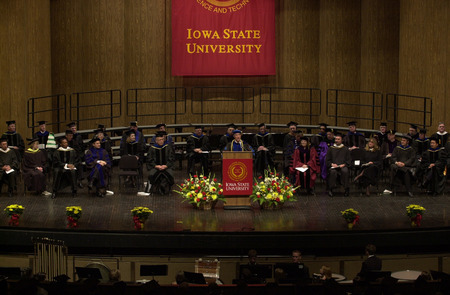 Photograph Gregory L. Geoffroy addresses the audience during his installation ceremony. The event was held at C. Y. Stephens Auditorium on October 6, 2001.