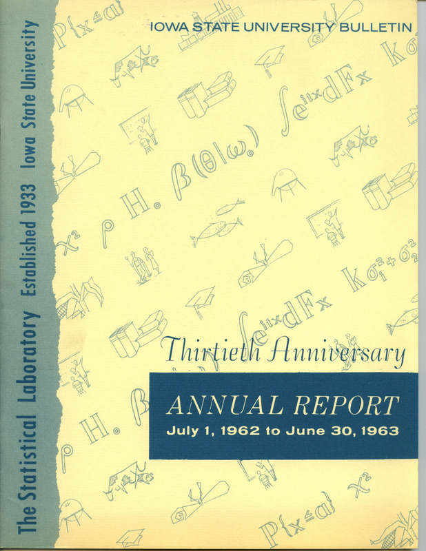 Contents: Thirtieth Anniversary of the Statistical Laboratory -- Personnel -- Consulting and Joint Research -- Current Reserarch: Special NIH Report -- Publications -- Abstracts of Theses -- Teaching: Course Offerings, Degrees Granted and Positions Taken, Seminars