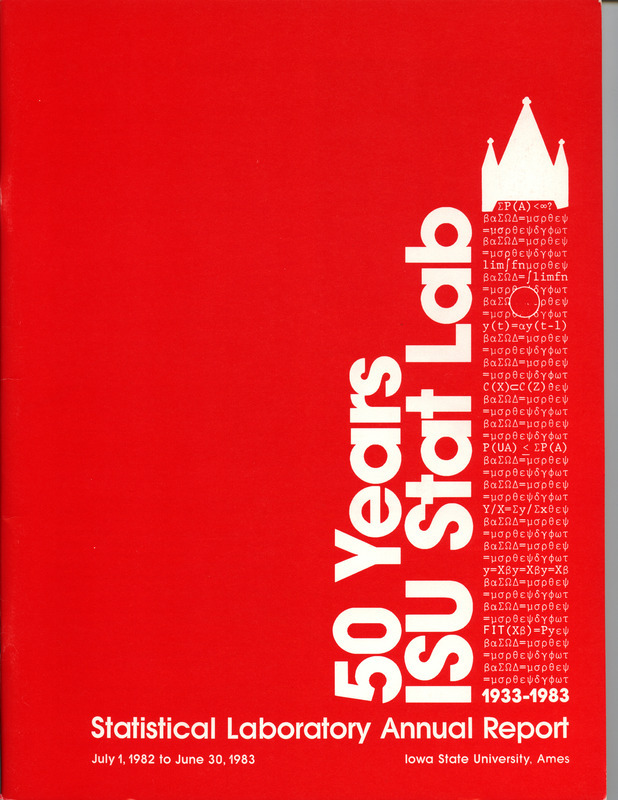 Contents: The Statistical Laboratory 1933-1983 -- Personnel -- Consulting and Cooperative Research -- Current Research -- Professional Activities: Papers Presented - Lectures - Seminars, 50th Anniversary Conference Statistics, An Appraisal -- An Inside View: Conference and Celebration --  Publications and Dissertation Abstracts: Book Note, Published Research, Thesis Abstracts -- In Memoriam -- Department of Statistics: Graduate Students, Undergraduates, Seminars  -- Photo Credits