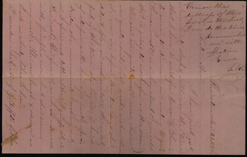 Letter from Sarah Underwood to her sister Anne E. Tefft March 21, 1860 describing her daughter's chickenpox-like illness and commenting on wolves, prairie chickens, and the spring flowers.