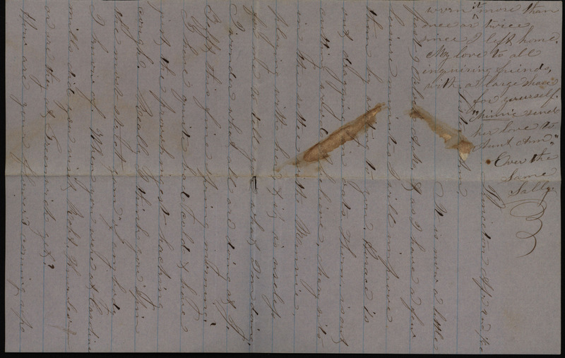 Letter from Sarah Underwood to her sister Ann E. Tefft April 2, 1860 in which she shares news of her daughter and other children, and describes her upcoming sewing projects.