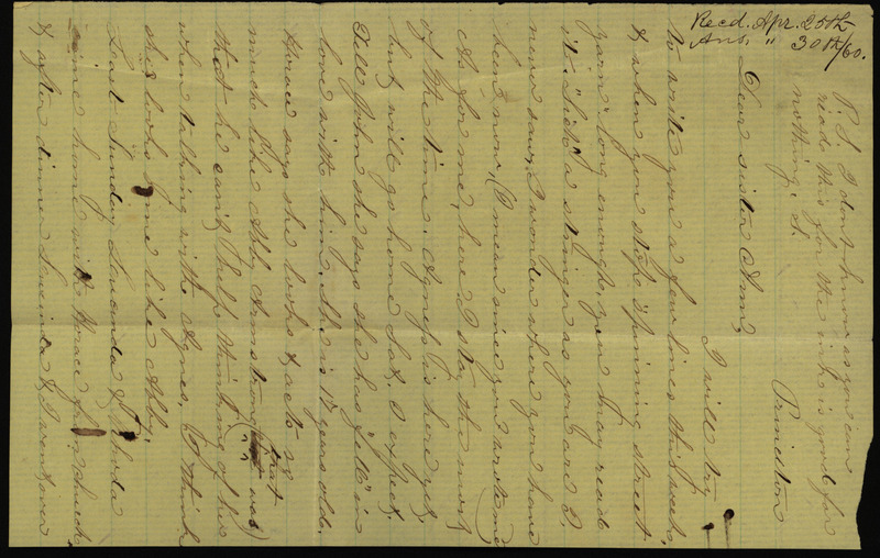 Letter from Sarah Underwood to Ann E. Tefft sharing news of her friends and neighbors and her new dresses.