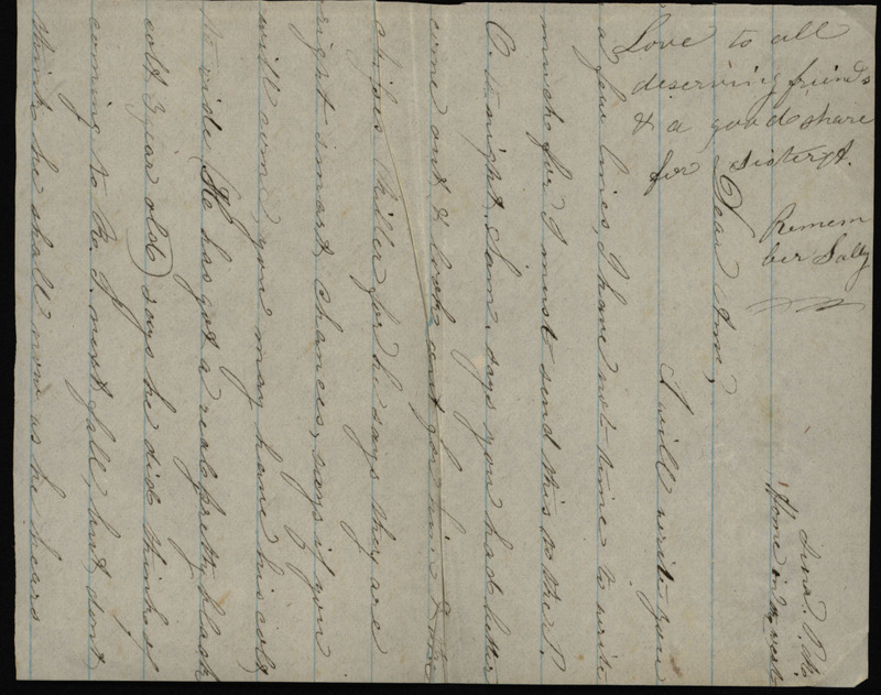 Letter from Sarah Underwood to Ann E. Tefft passing on an invitation to visit Iowa and sharing Horace Underwood's plan to write to Ann.