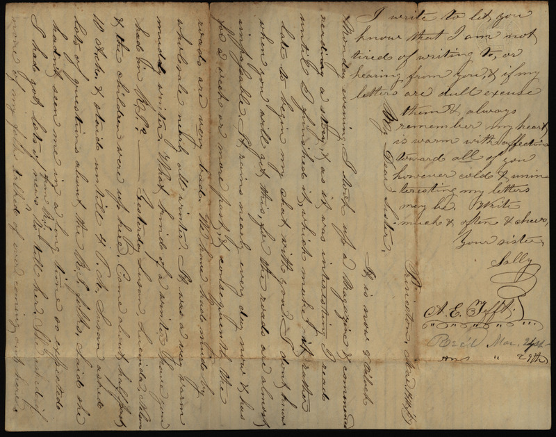 Letter from Sarah Underwood to Ann E. Tefft, describing the rainy weather, discussing her singing, and expressing thanks for copied verses.