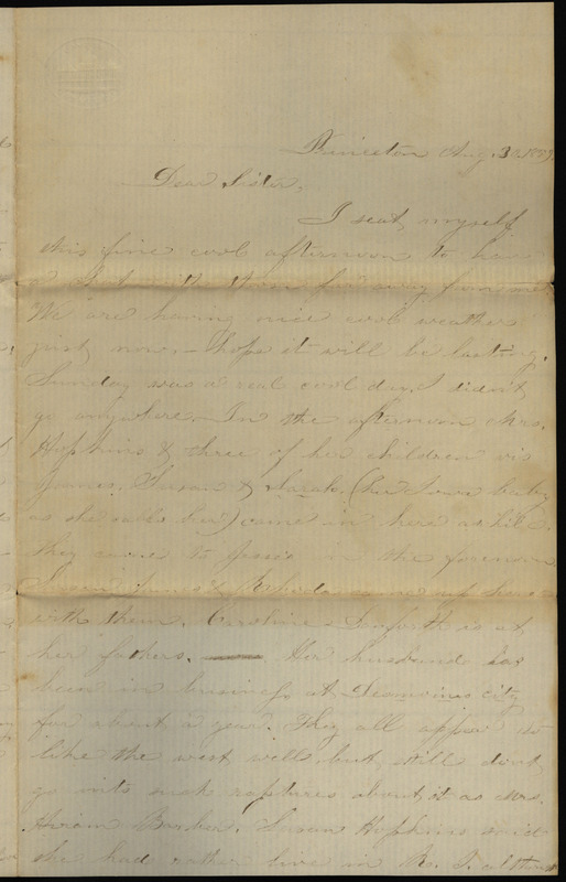 Letters from Sarah Underwood to Ann E. Tefft and John Tefft describing the appeal of Iowa to others from the east coast, and sharing news of family and friends.