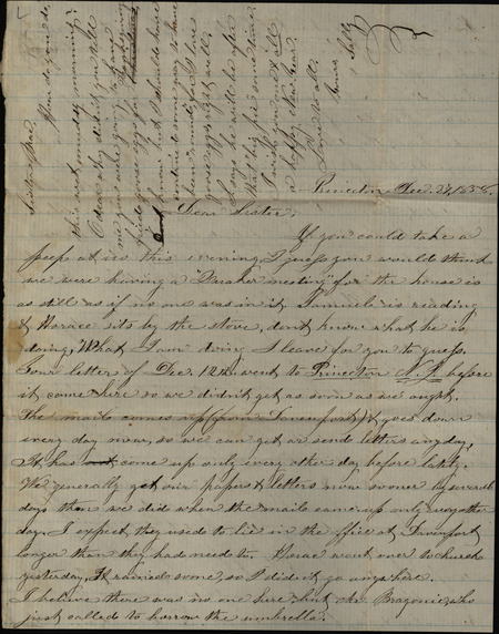 Letter from Sarah Underwood to her sister Ann E. Tefft, December 27, 1858, describing tallow making, preparation for Christmas, the Christmas meal, and missing her family.