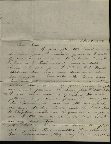 Letters from Mary Tefft and Sarah Underwood to Ann E. Tefft, expressing loneliness and sharing news of friends and family, including a story of gun fired into a home by an unknown shooter.